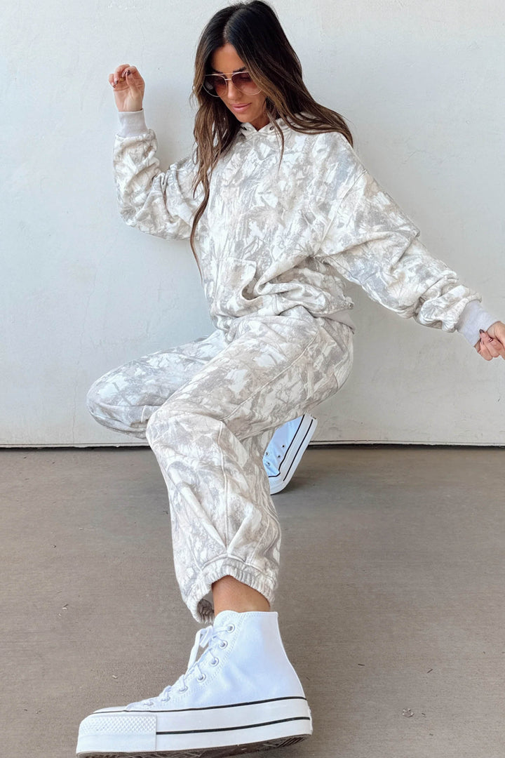 Multicolour Abstract Print Long Sleeve Elastic Waist Pant Set