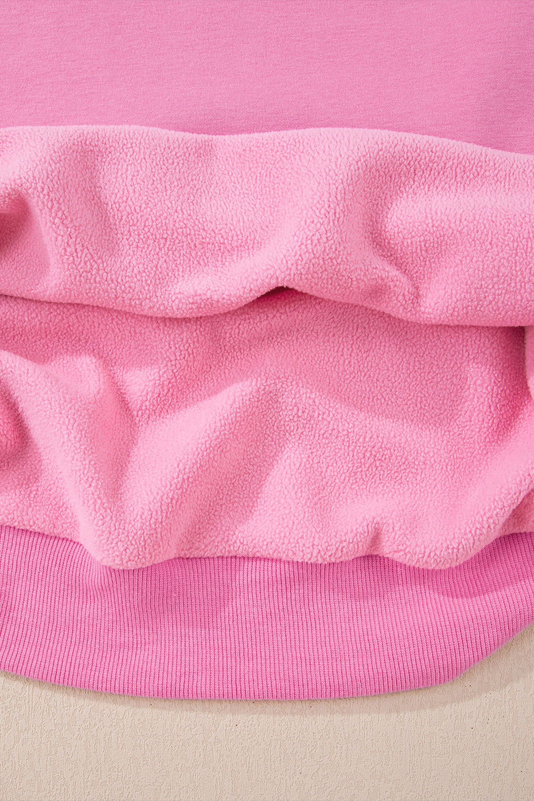 Bright Pink Oversize Drop Shoulder Reversible Mock Neck Sweatshirt