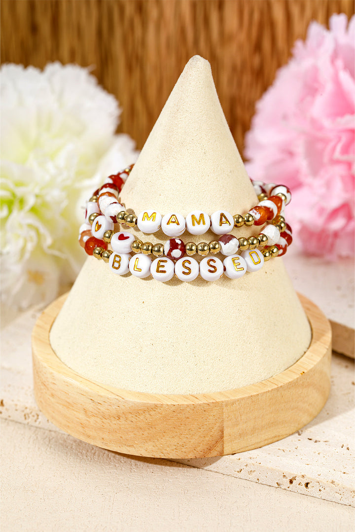 MAMA Beaded Triple Layer Bracelet Set