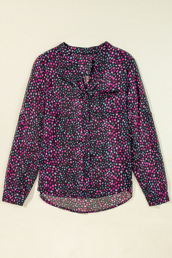 Polka Dot Printed Buttoned Casual Shirt