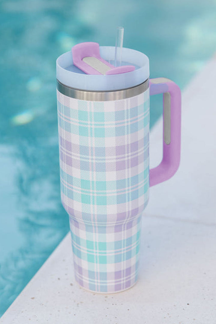 Grande tasse à vide avec poignée à imprimé écossais 40 oz