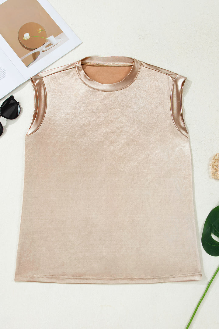 Round Neck Metallic Tank Top