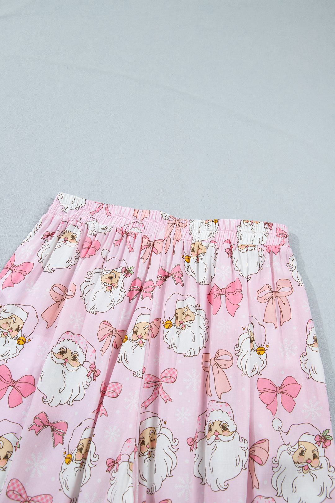 Pink Abstract Santa Print Long Sleeve Full-Length 2Pcs Lounge Set