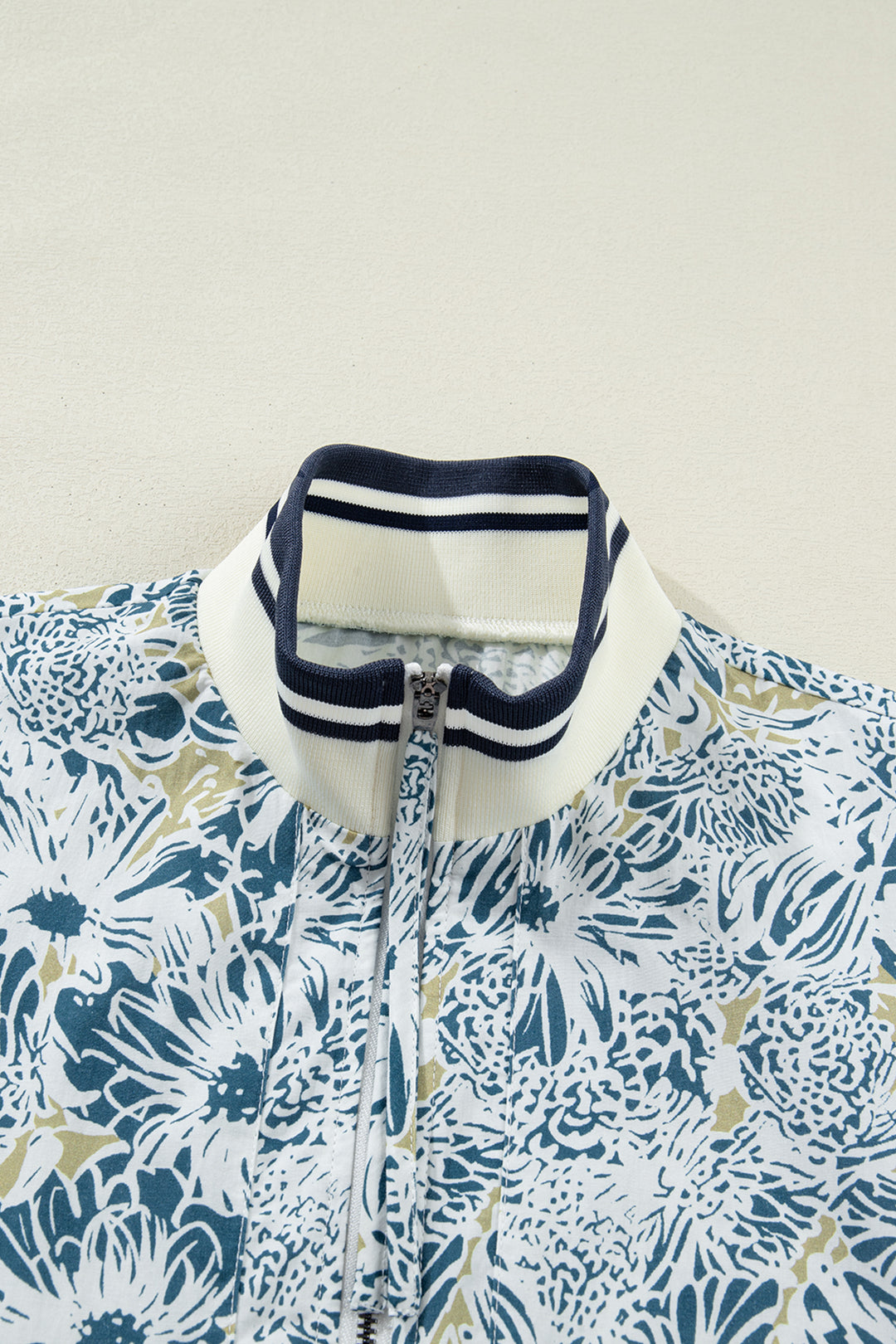 Floral Print Striped Webbing Patchwork Collar Short Sleeve Mini Dress