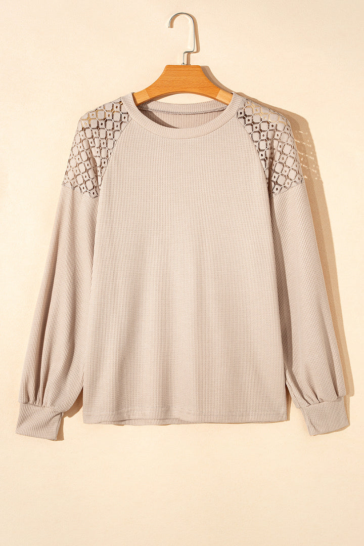 Lace Long Sleeve Textured Pullover
