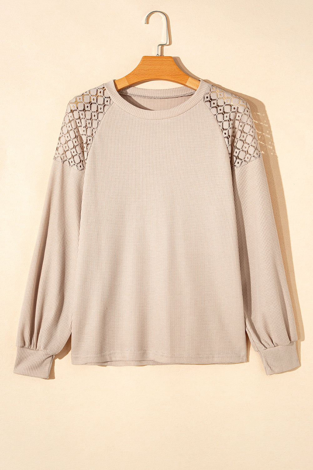Lace Long Sleeve Textured Pullover