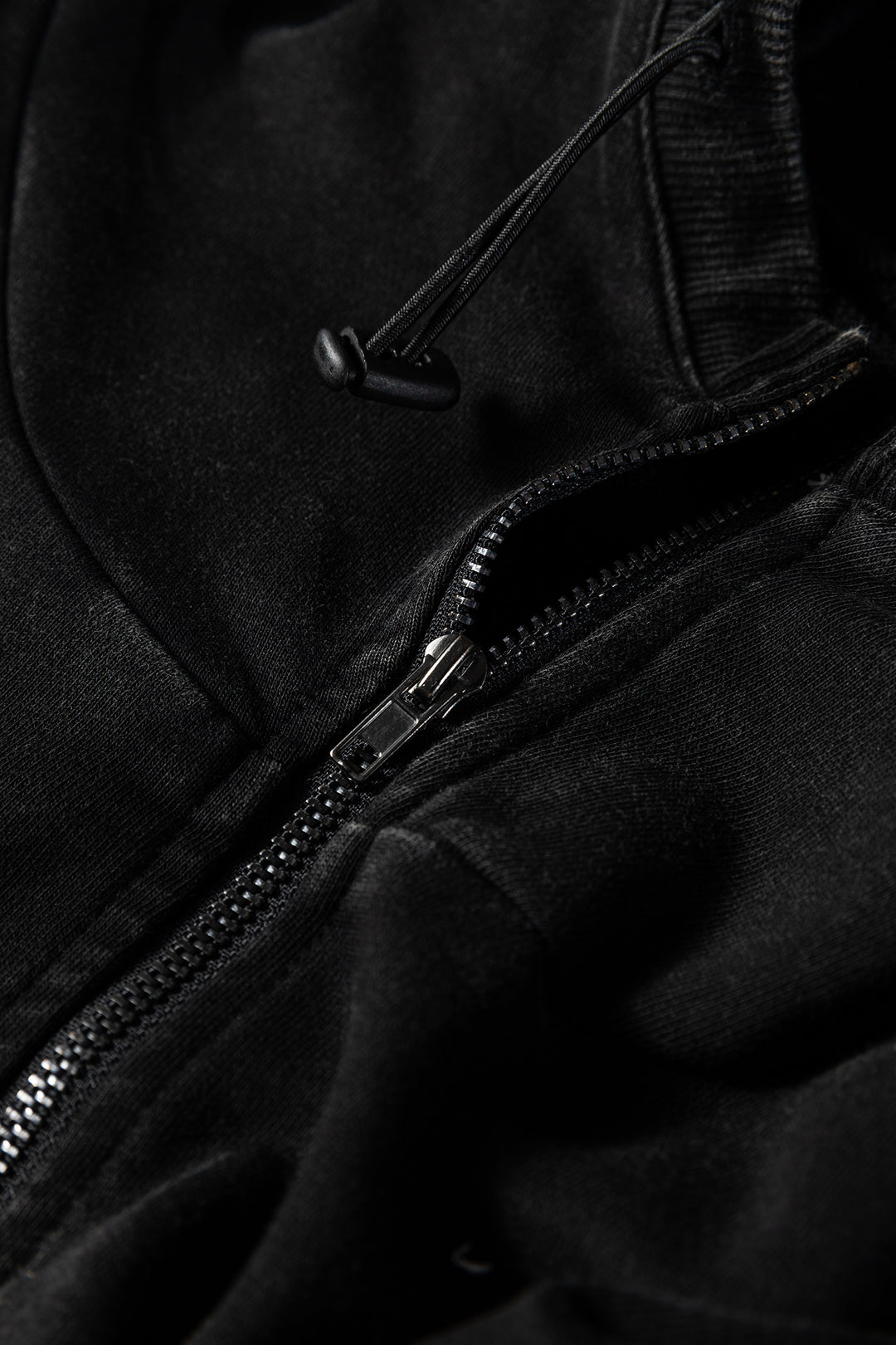 Black Half Zip Kangaroo Pocket Mineral Wash Baggy Hoodie