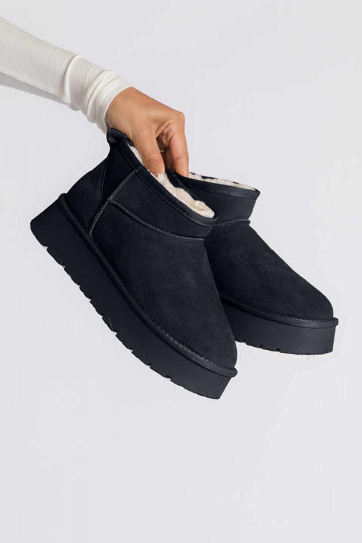 Faux Fur Lined Suede Ankle Snow Boots