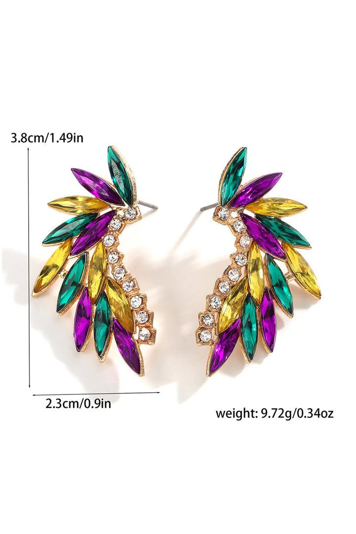 Boucles d'oreilles à tige incrustées de cristaux et strass Mardi Gras