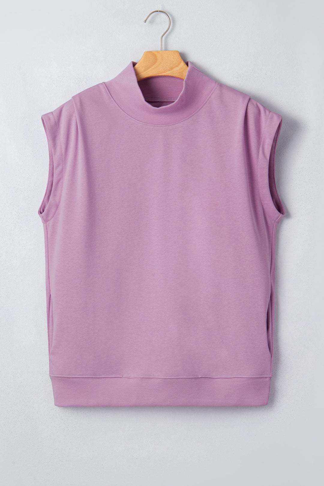 Phalaenopsis Solid Color High Neck Cap Sleeve Loose Top