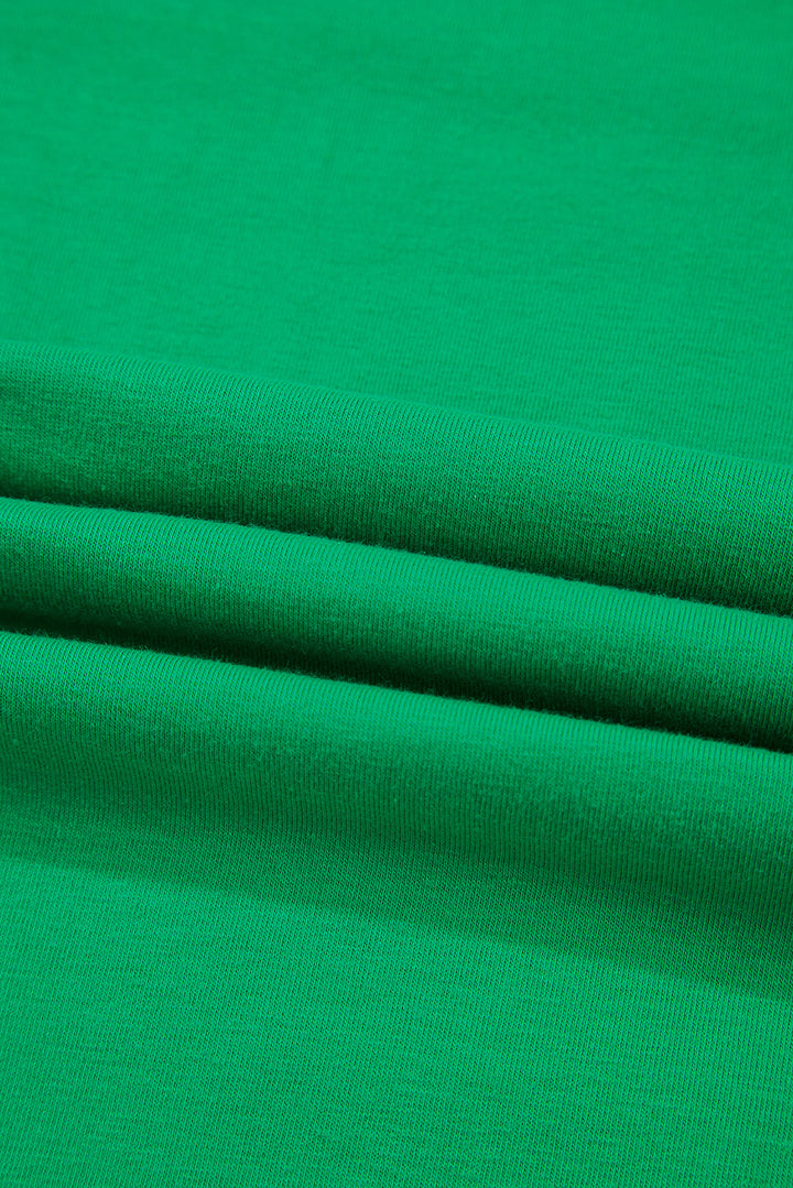 Bright Green Casual Plain Crew Neck Tee