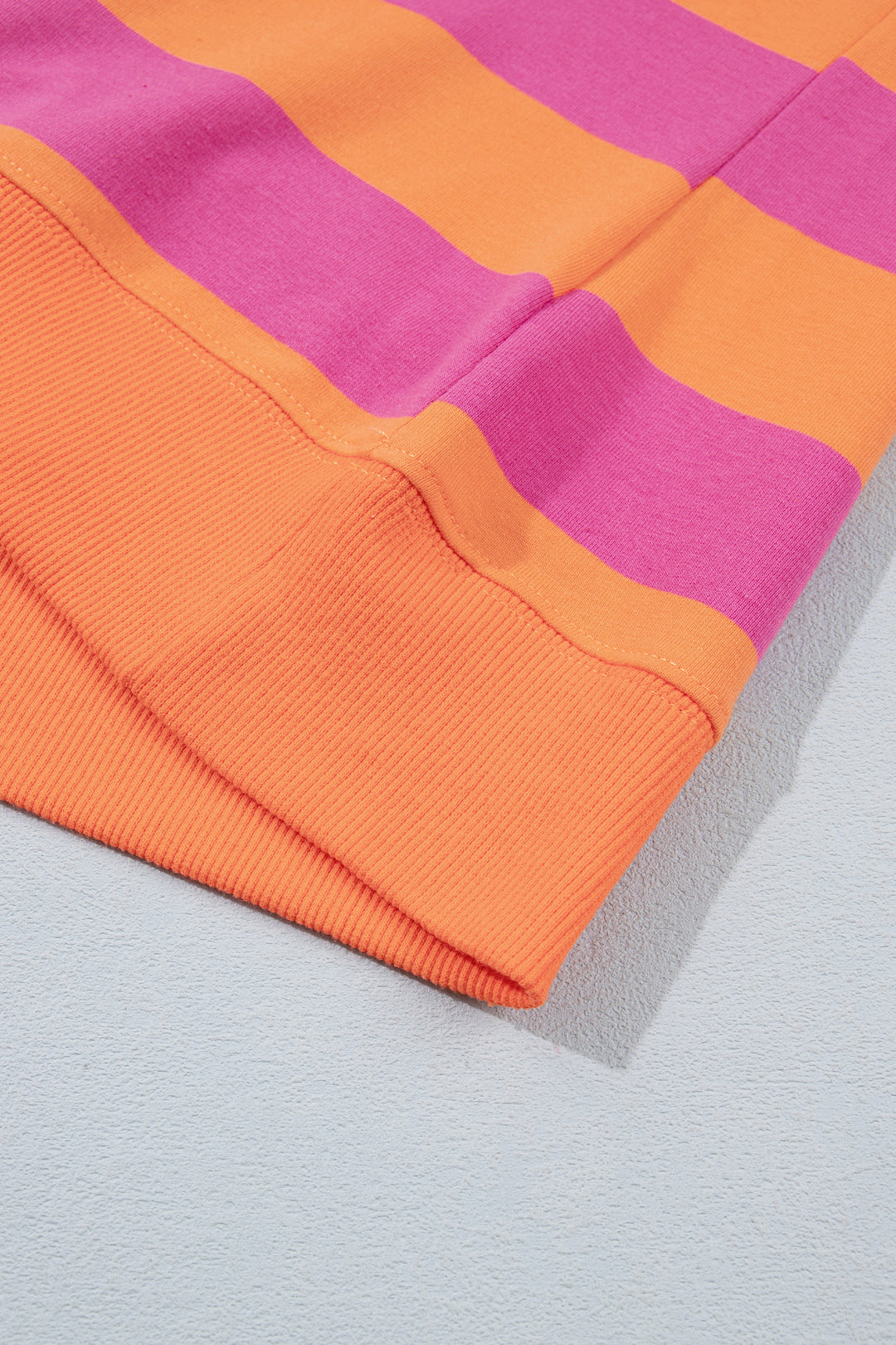 Orange Stripe Colorblock Mock Neck Relaxed Sweatshirt