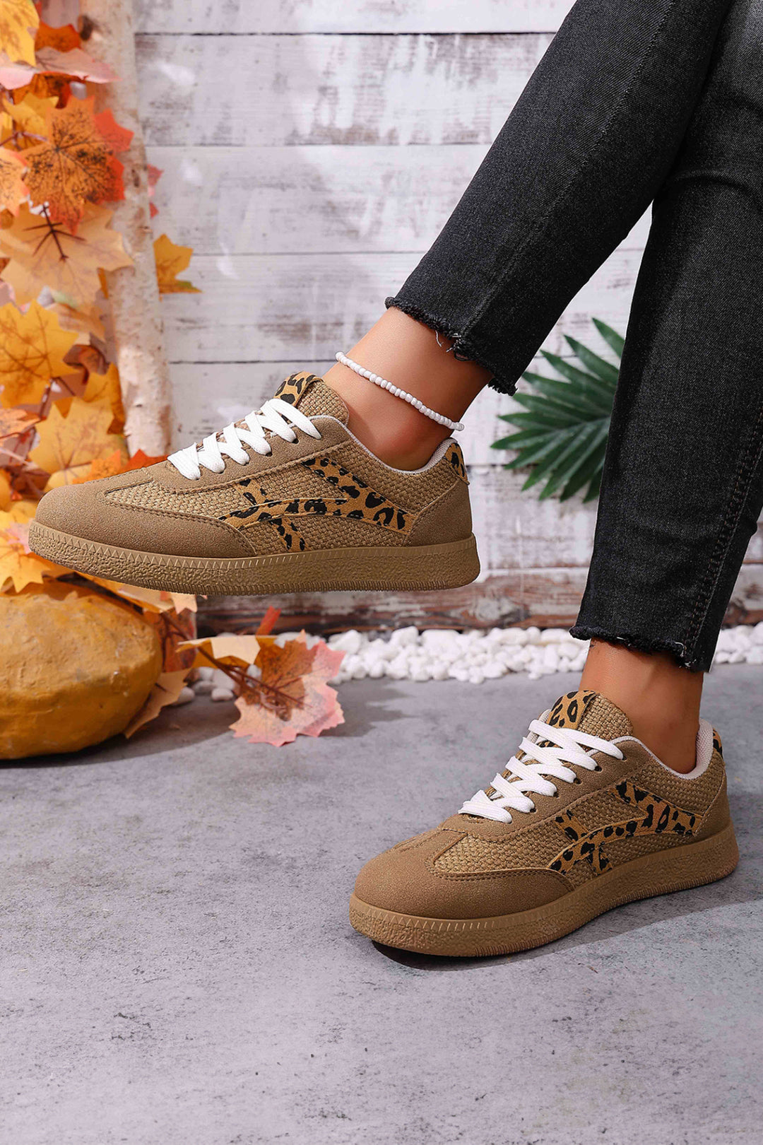 Faux Suede Contrast Patchwork Detail Lace Up Flat Sneakers