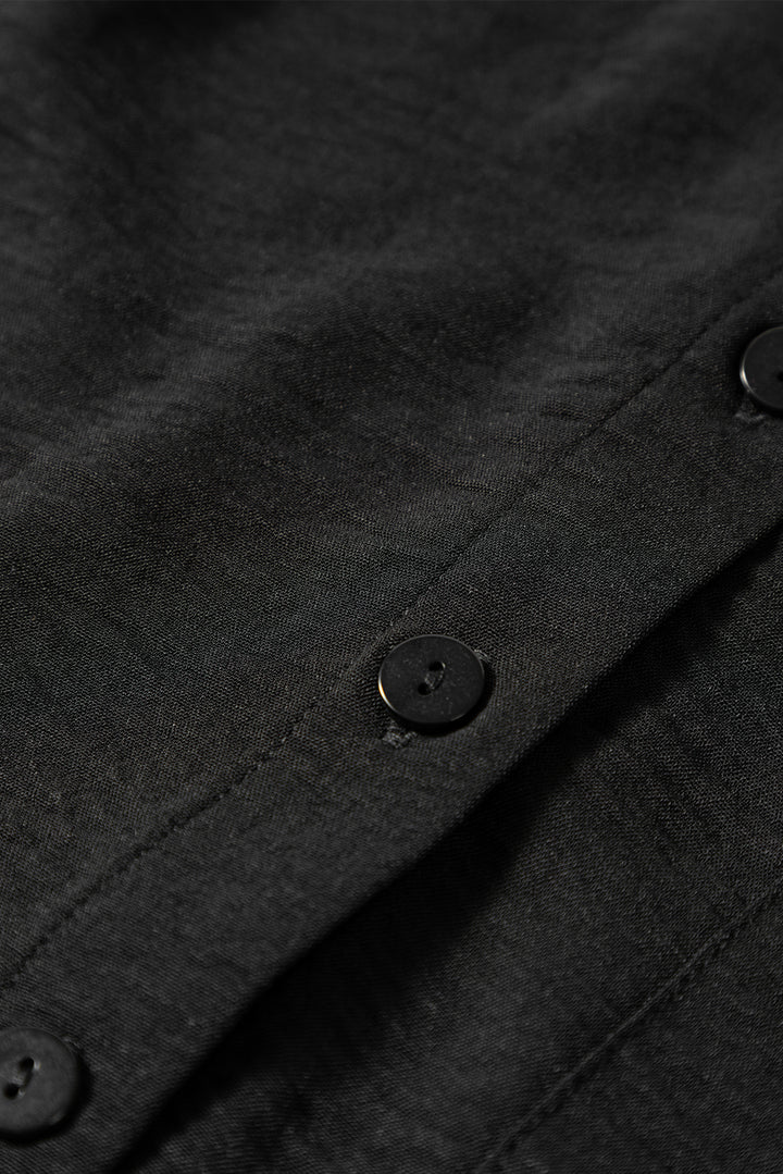 Black Pure Color Patch Pocket Shirt