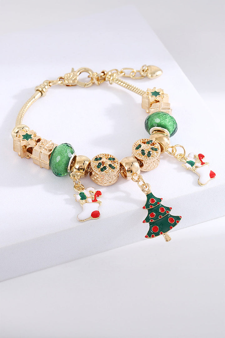 Verstellbares Armband mit plattierten Perlen und Weihnachtsanhänger