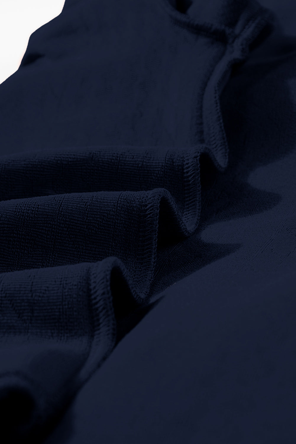 Navy Blue Cable Texture Puff Sleeve Loose Shacket