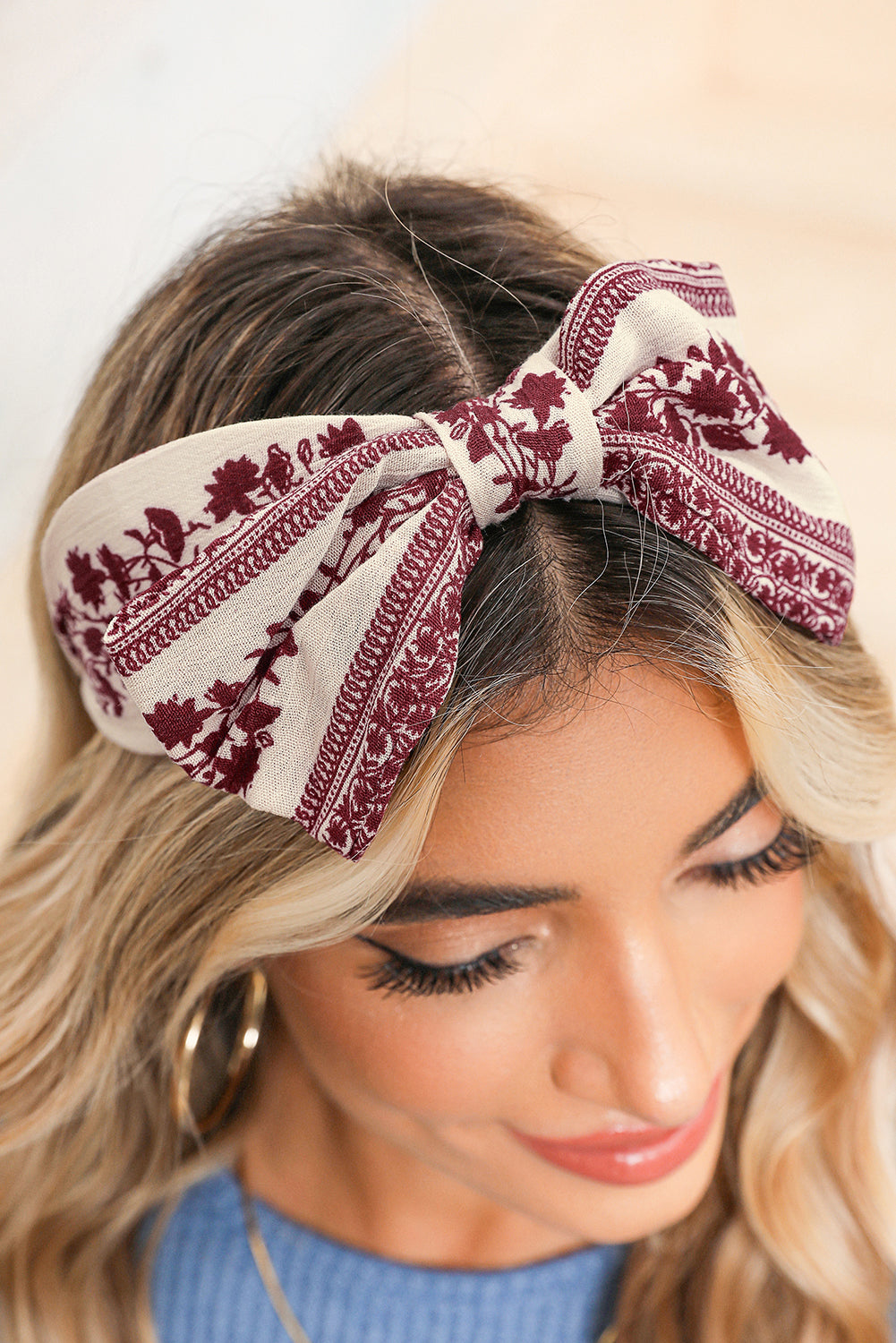 Retro Floral Vine Printed Bow Knot Headband