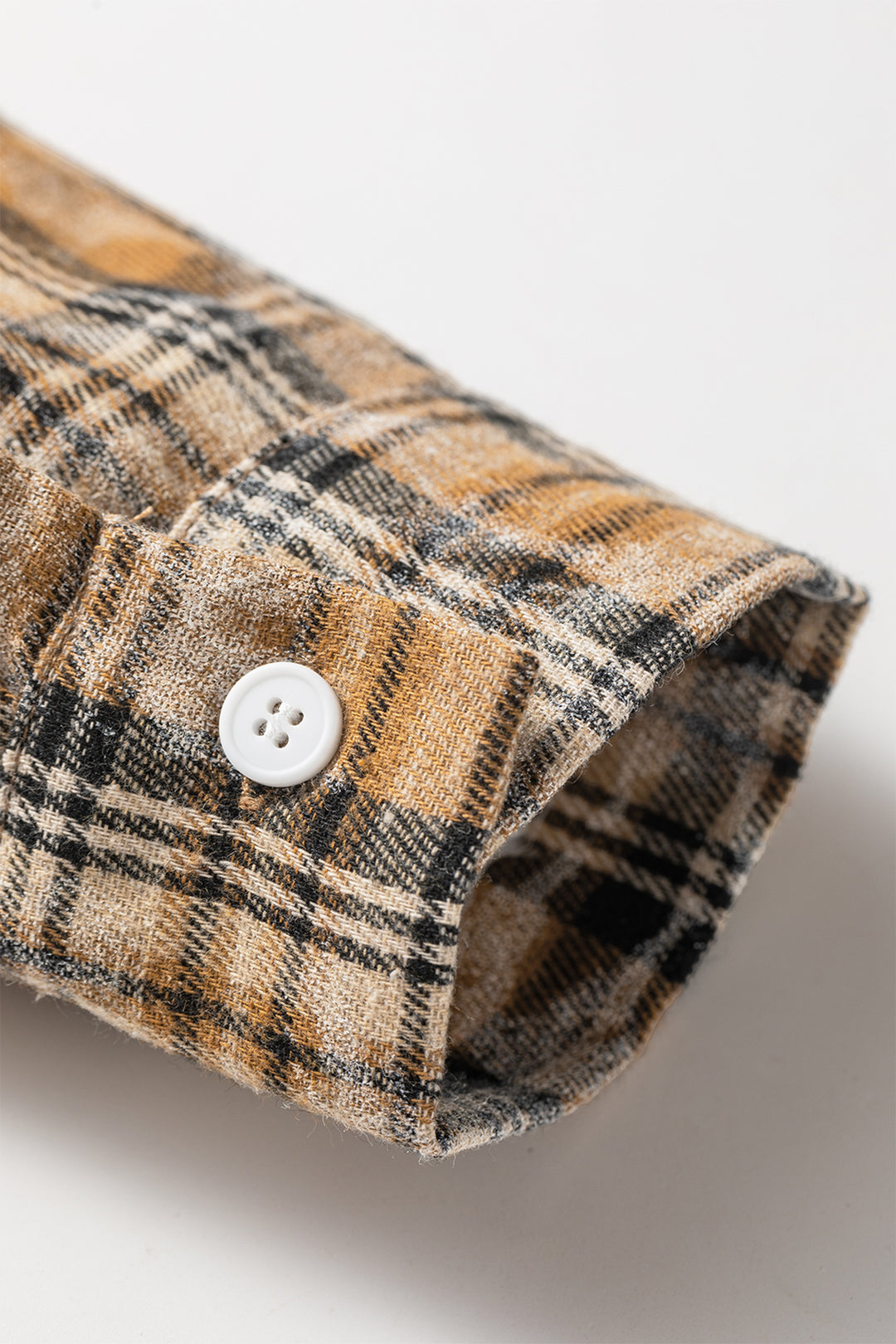 Brown Retro Plaid Long Sleeve Button Down Shirt