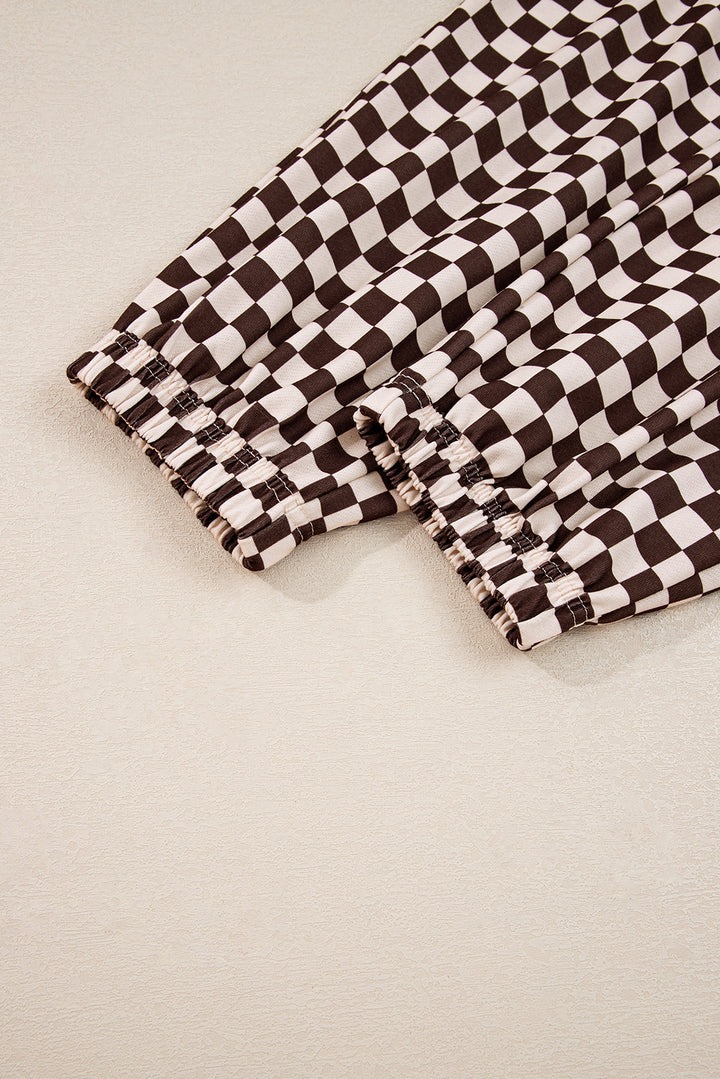 Black Athleisure Checkered 2pcs Pants Set