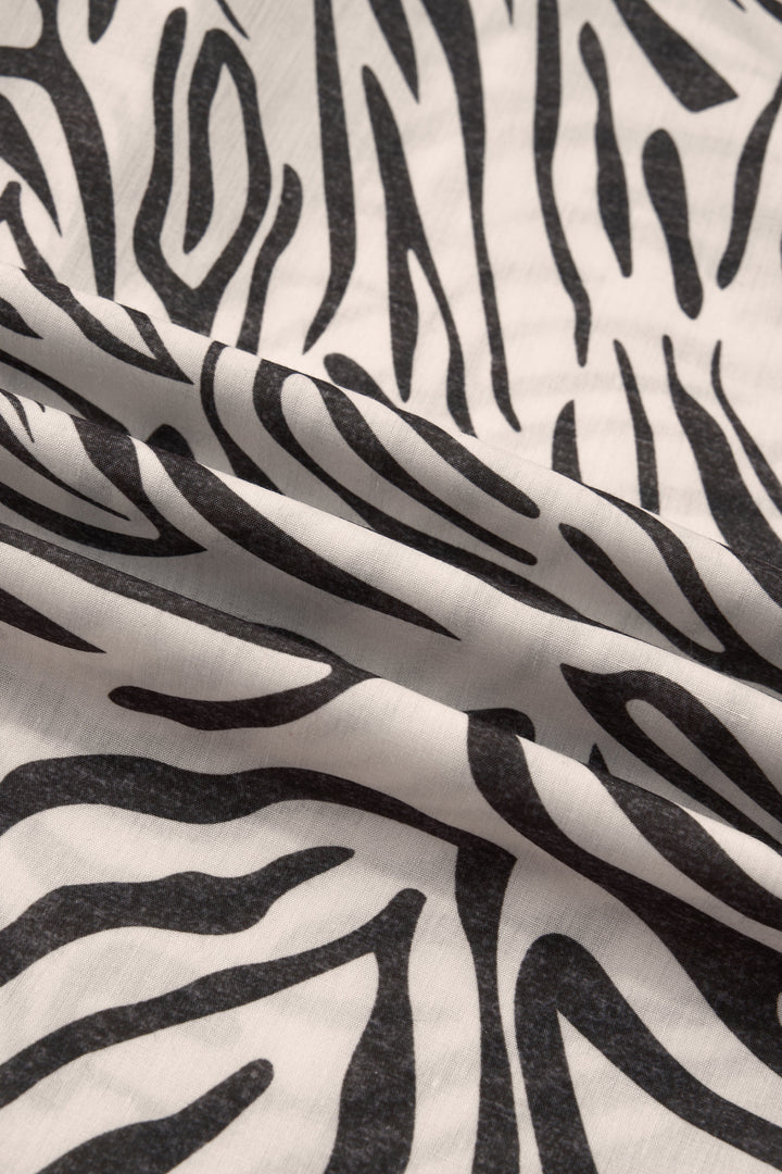 Multicolour Western Print Zebra Pattern Elastic Waist Pocket Full-Length Pants