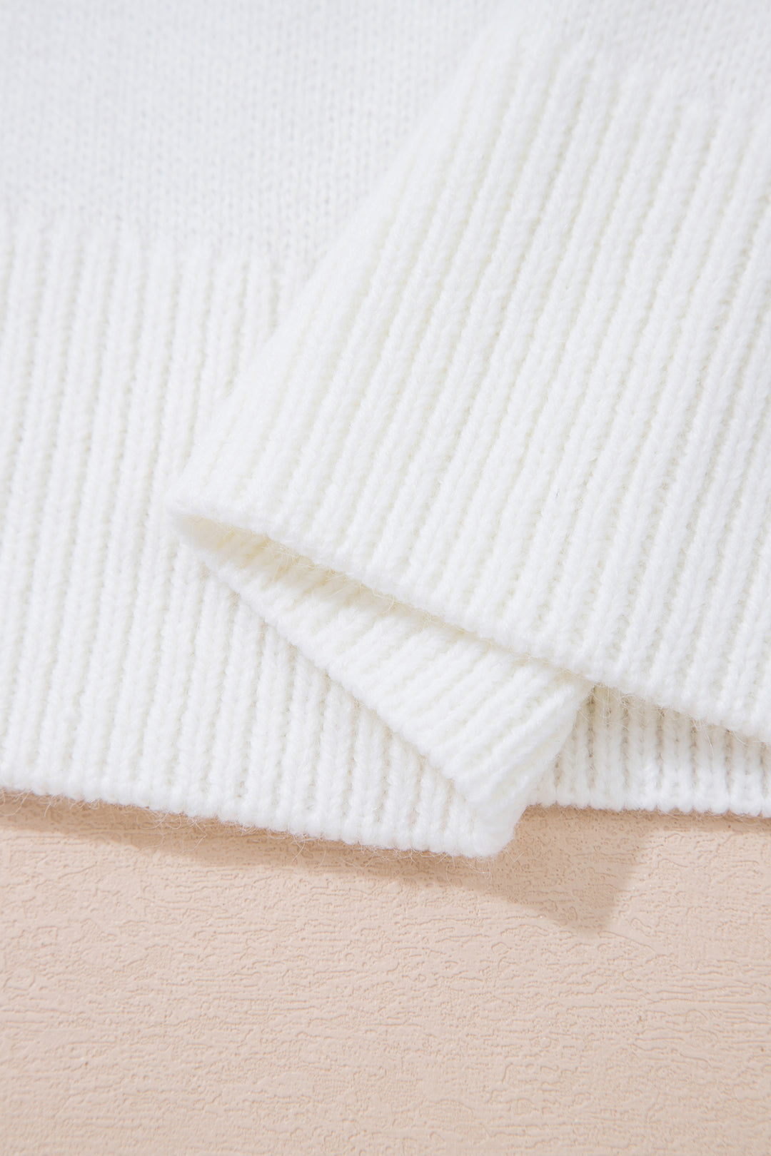 White Wild Mallard Drop Shoulder Round Neck Long Sleeve Pullover Sweater