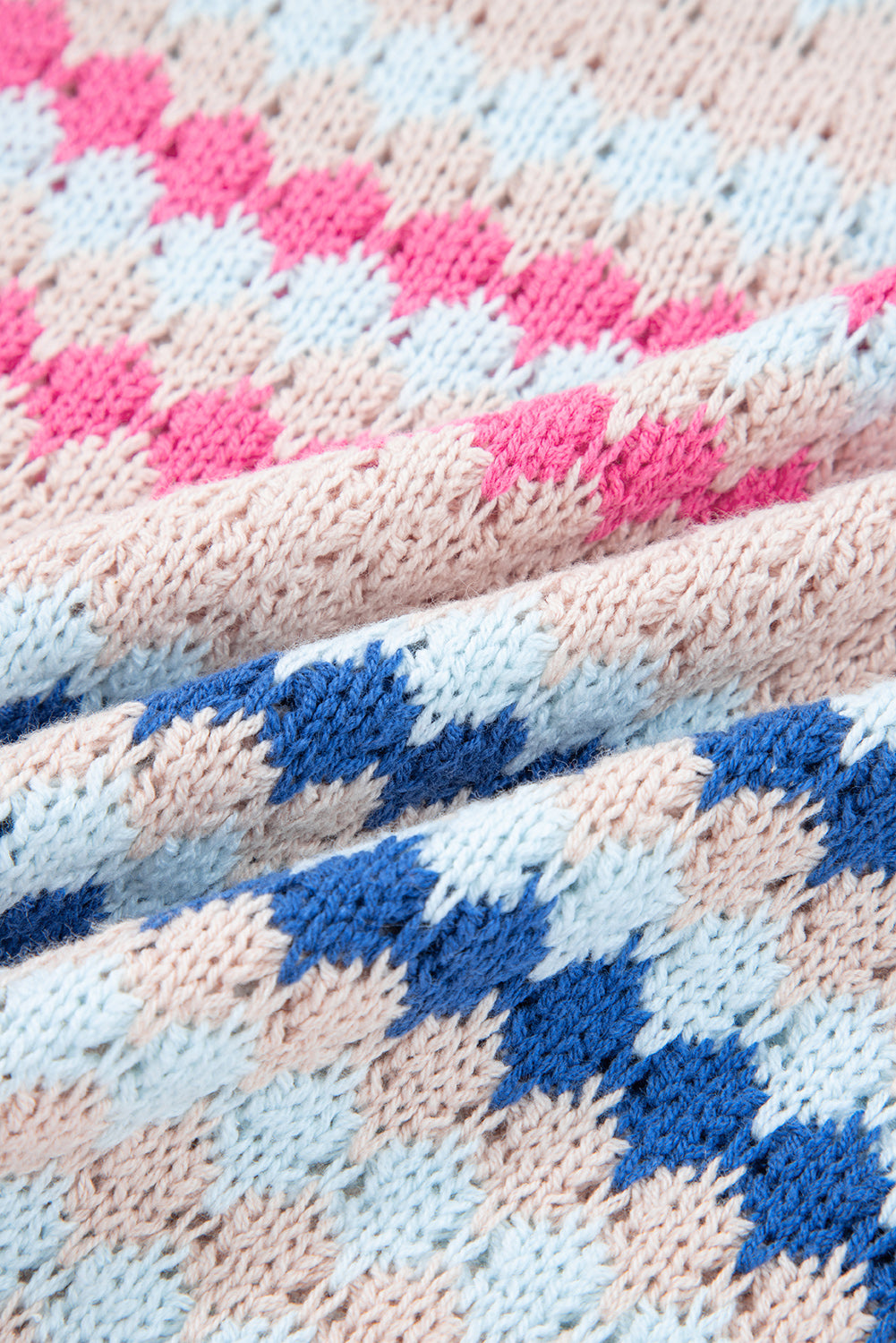 Eyelet Patterned Drop Shoulder Sweater