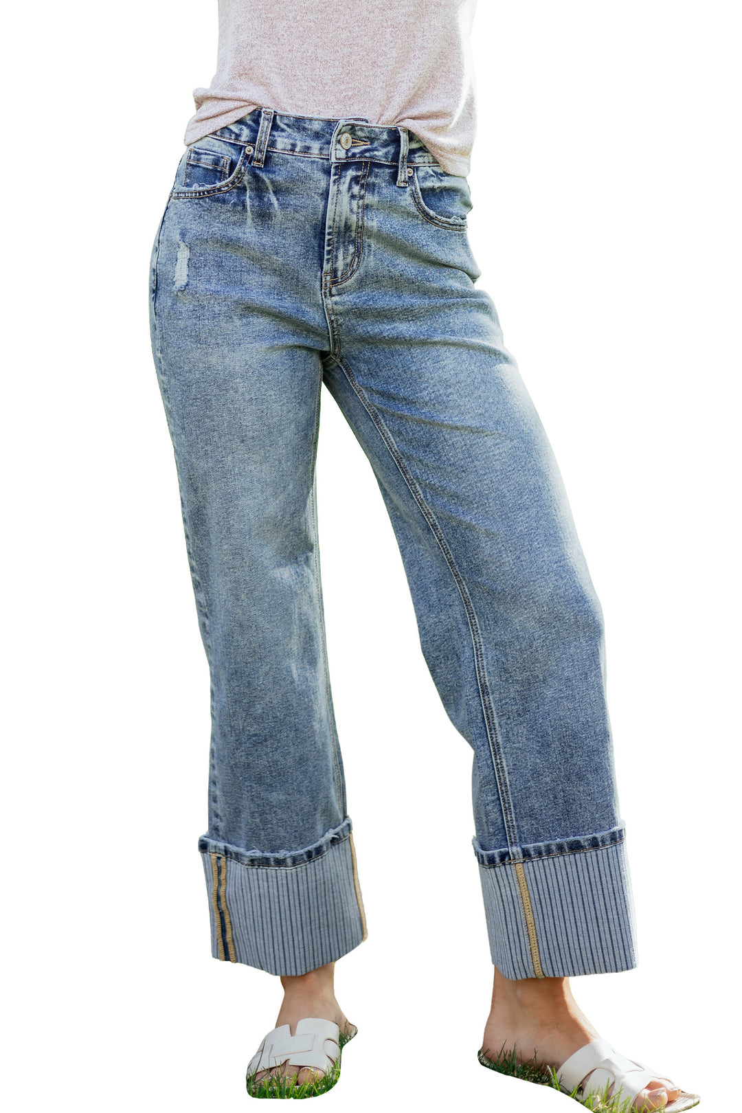 Ashleigh Blue Cuffed Straight Loose Jeans