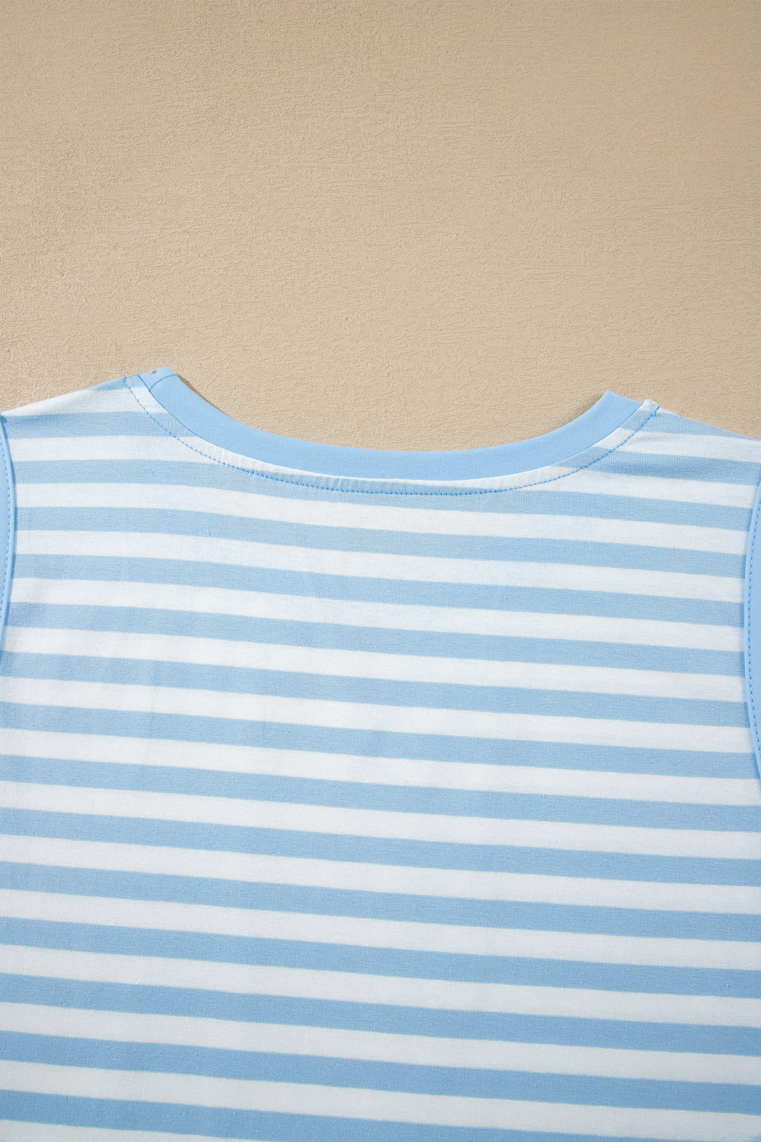 Cute Sky Blue Stripe Slim Tank Contrast Ruffle Mini Skort Set