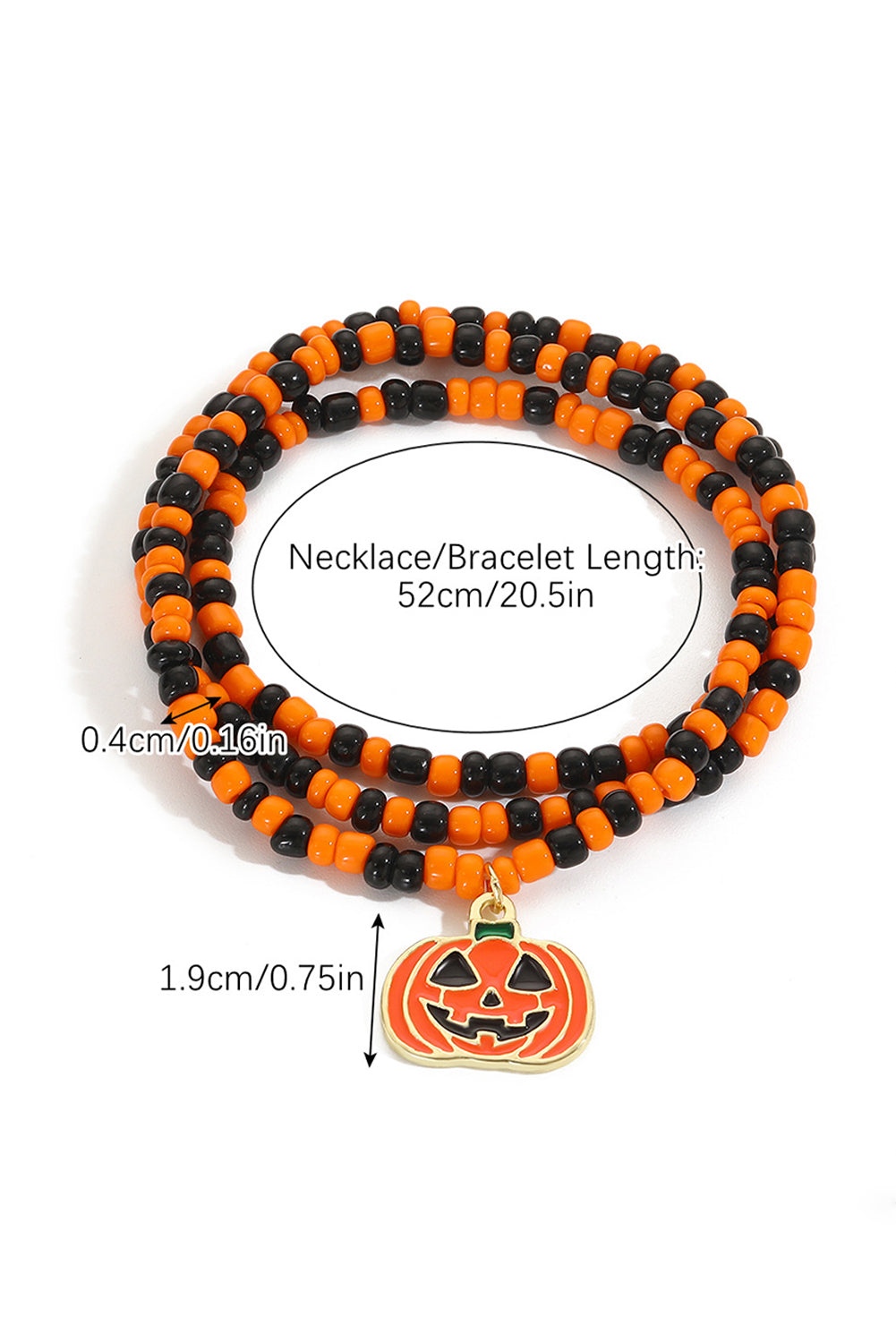Collier d'Halloween avec pendentif en forme de visage de citrouille et perles de riz