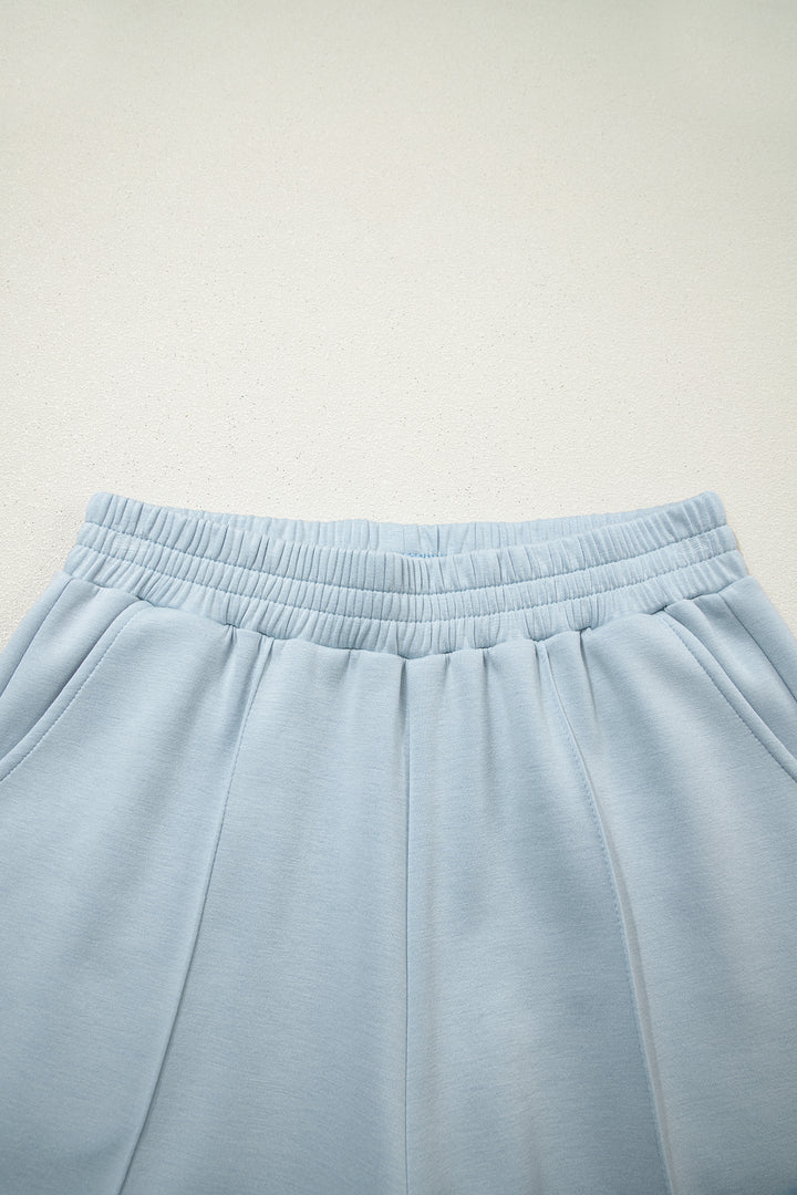 Beau Blue Half Zip Polo Tee Casual Pant Set