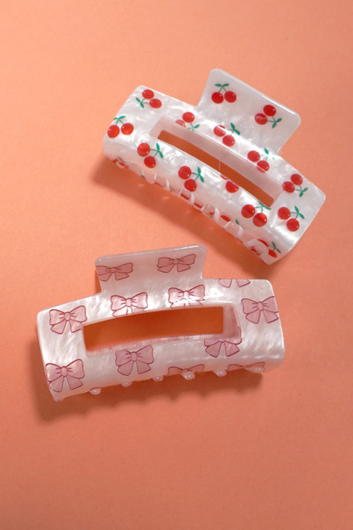Bow Knot Print Acrylic Square Hair Claw