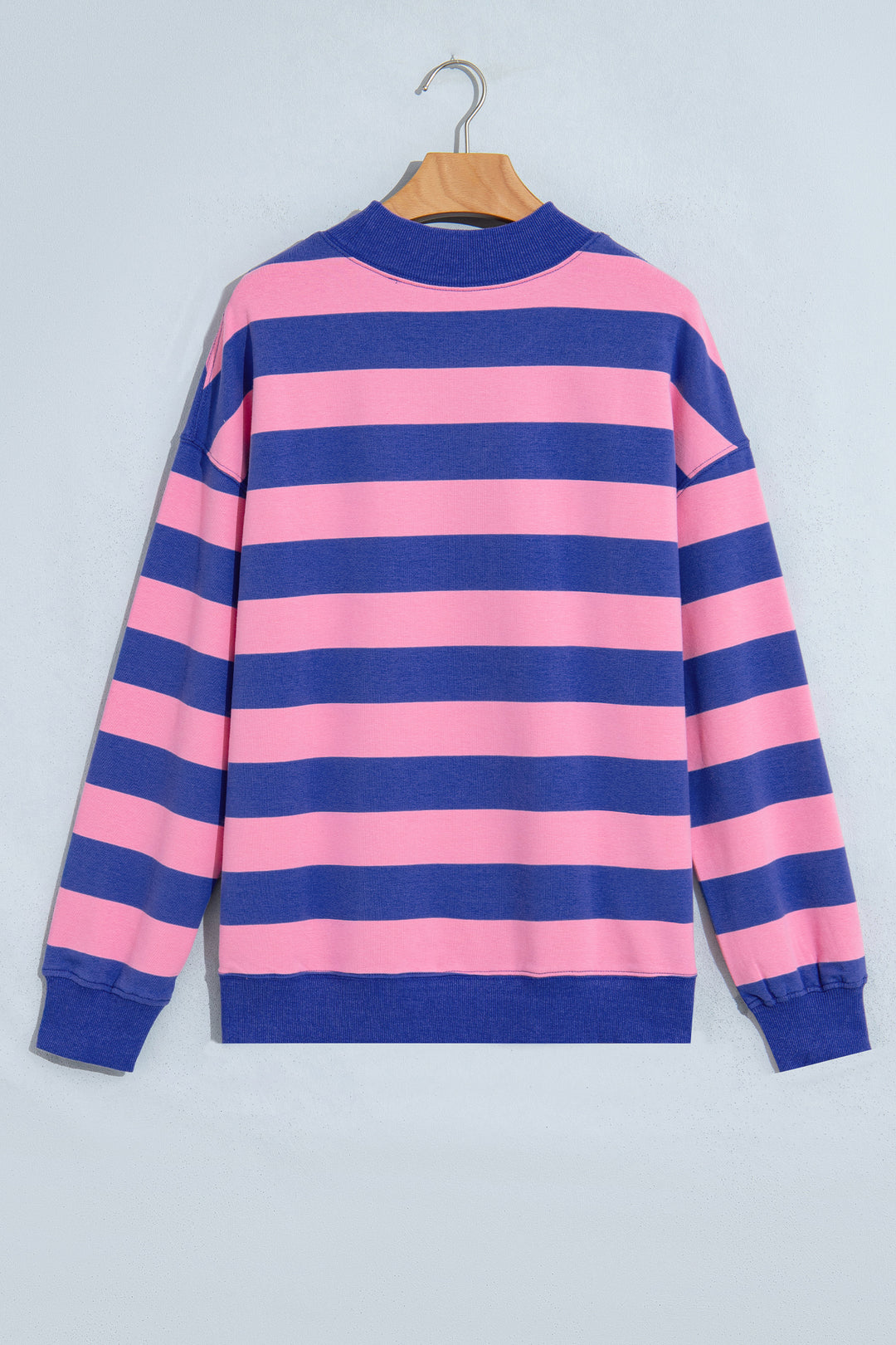 Rose Stripe Colorblock Mock Neck Relaxed Sweatshirt