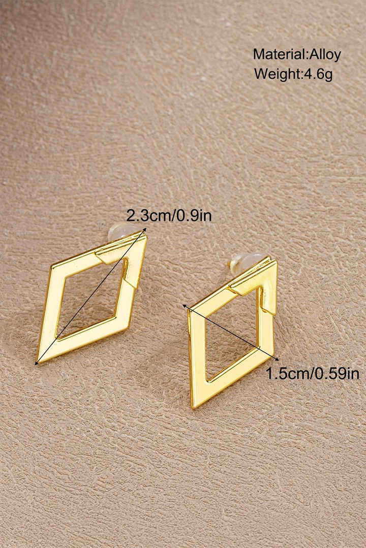 Rhombus Shape Plated Alloy Stud Earrings