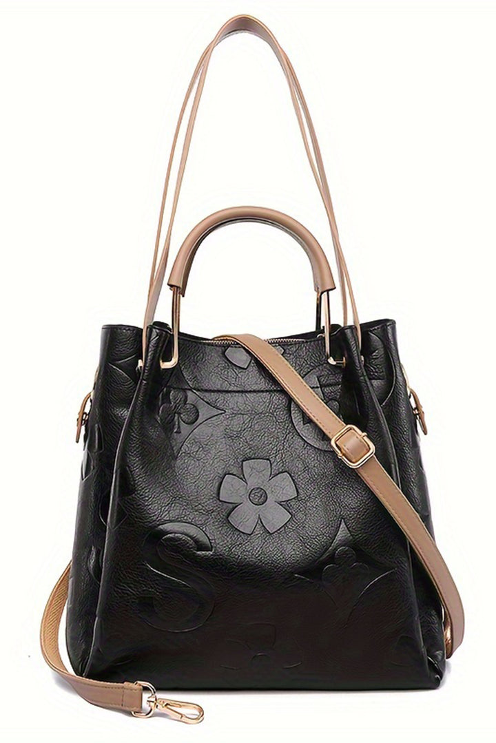 Sac à bandoulière multifonction en cuir gaufré avec poignée