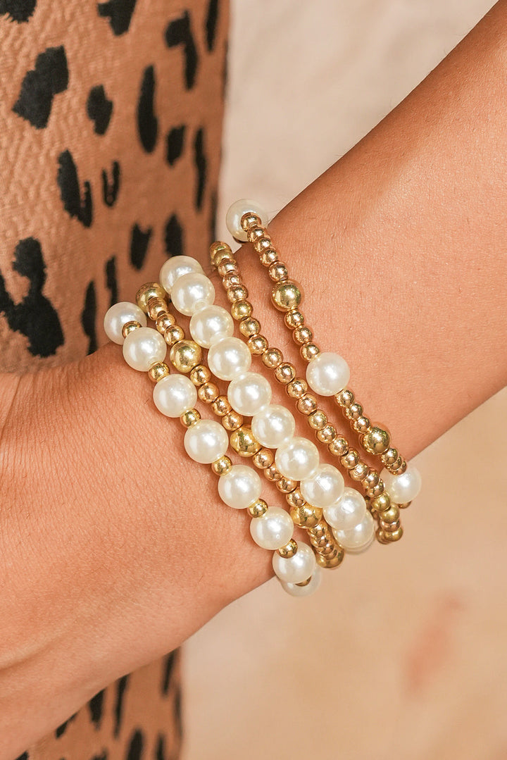 Bracelets multicouches en perles plaquées et décorées de perles croisées