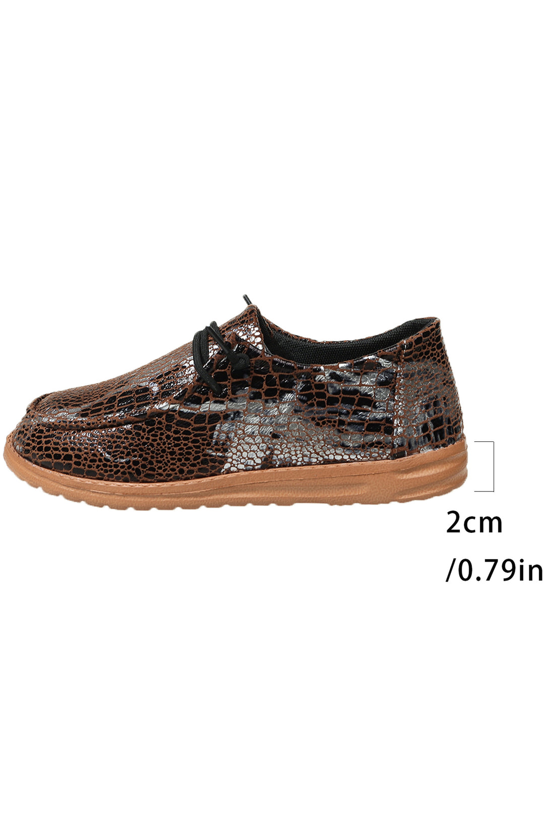 Sleek Snake Skin Print Lace-up Detail Comfort Loafer Shoes