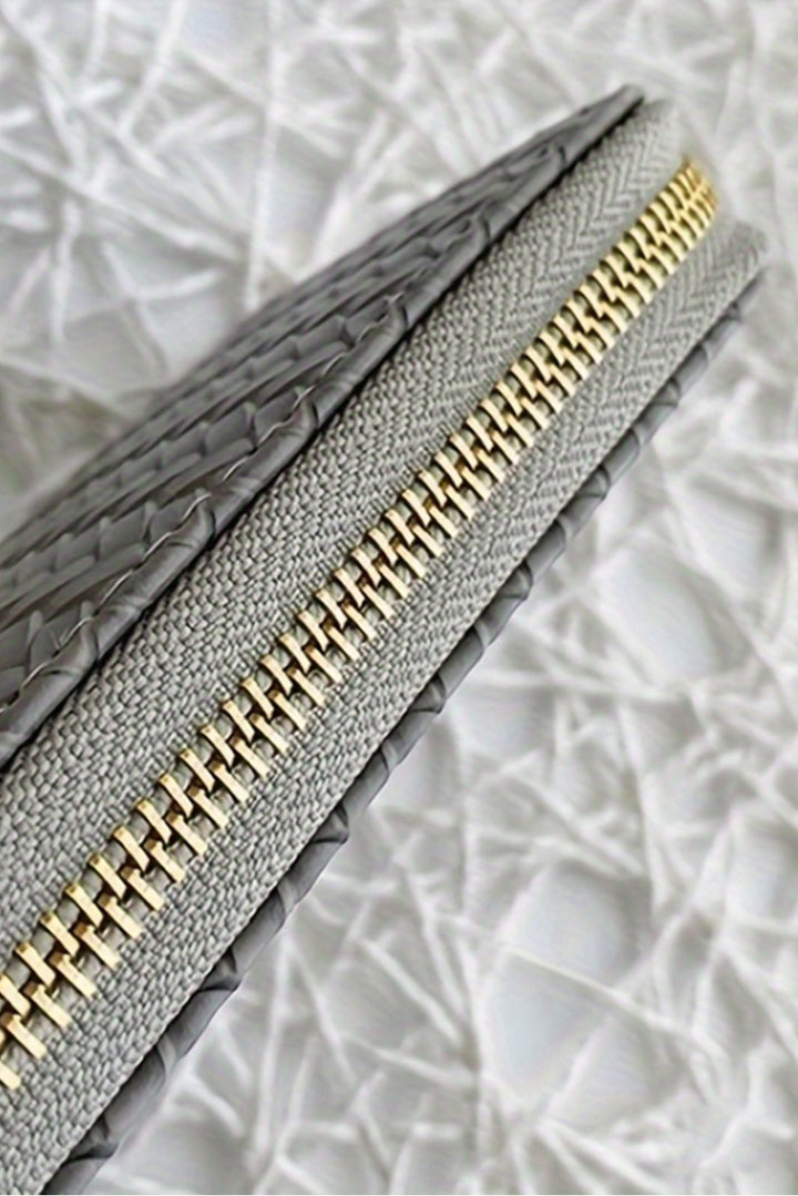 Woven Textured Zip Around Long Wallet