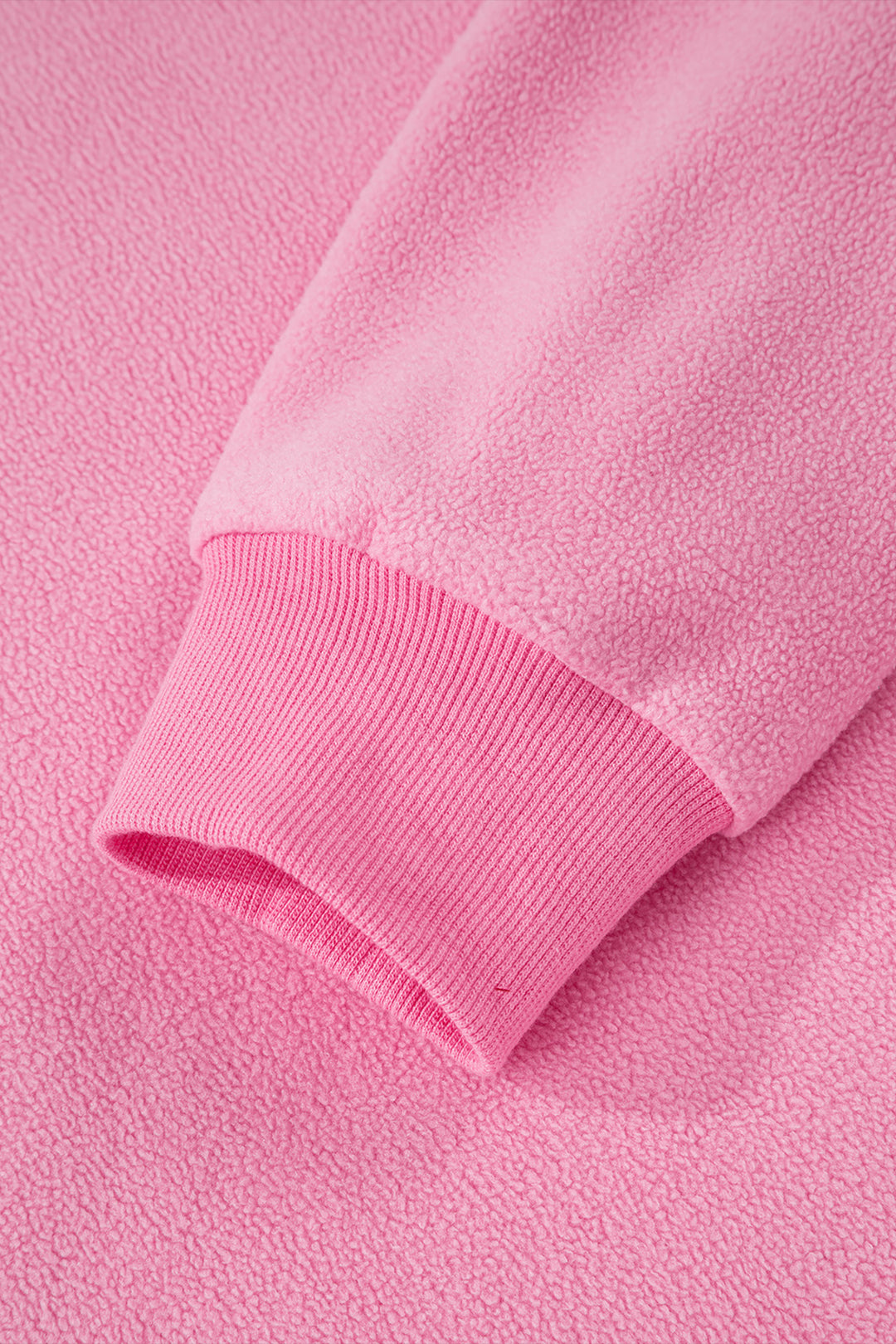 Bright Pink Oversize Drop Shoulder Reversible Mock Neck Sweatshirt