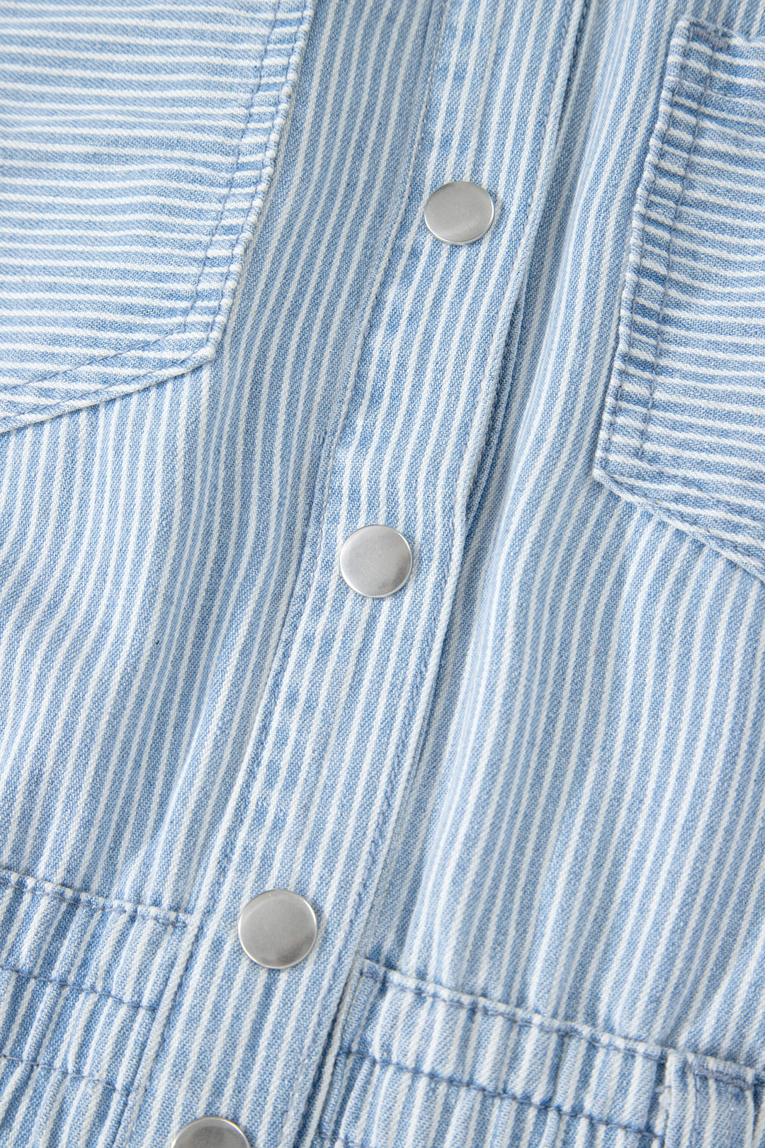 Sky Blue Stripe Sleeveless Denim Mini Dress
