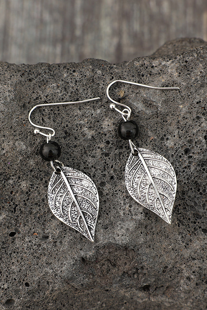 Vintage Leaf Shape Bead Dangle Earrings