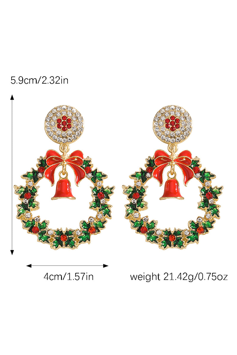 Weihnachtskranz Glocke Strass Ohrstecker Baumeln