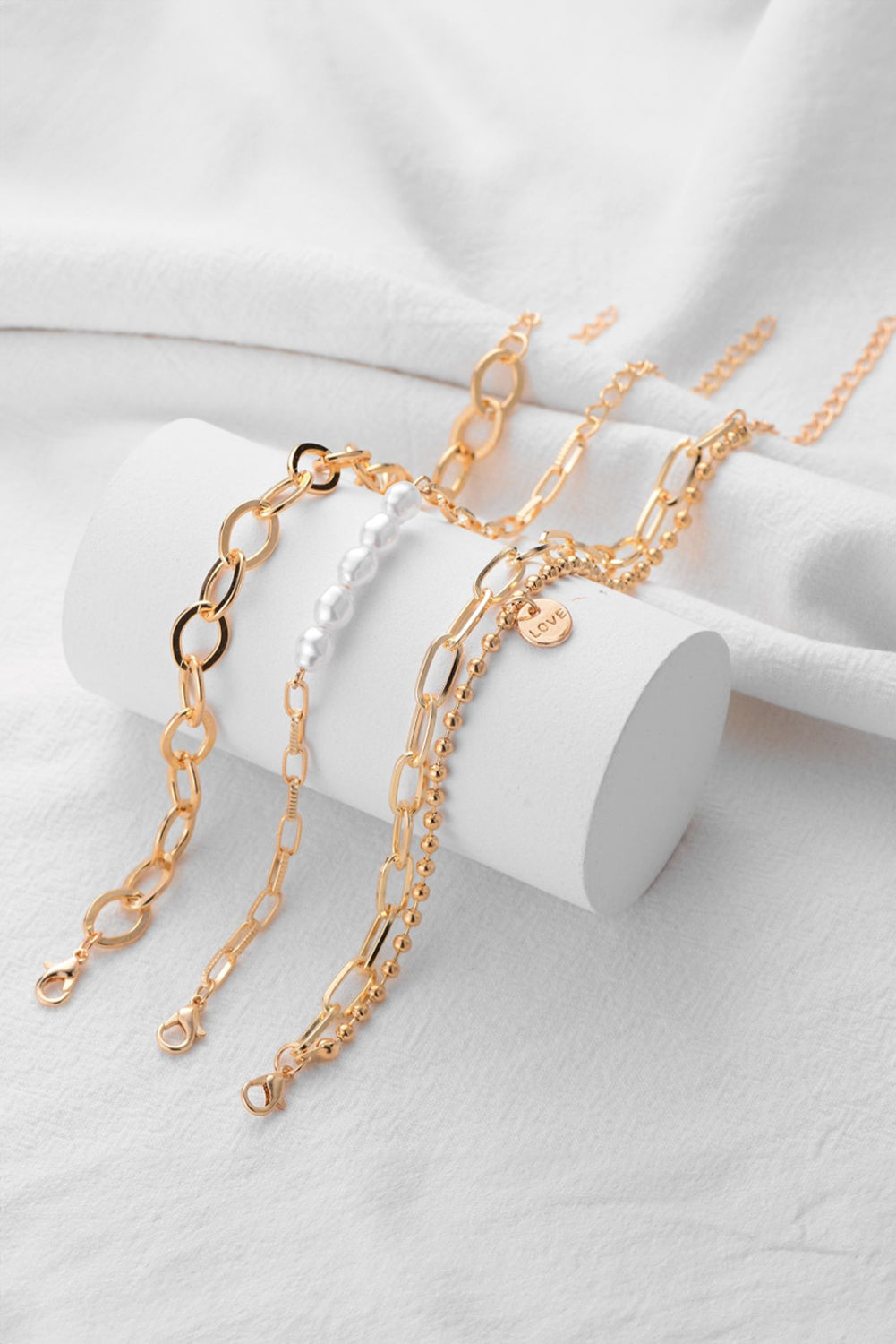 Pearl Plated Alloy Adjustable Chain Bracelet