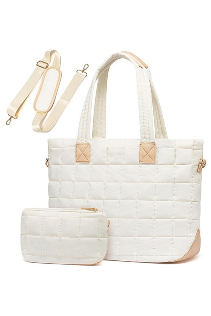 Quilted Patchwork Large Tote Bag and Clutch 2pcs Set