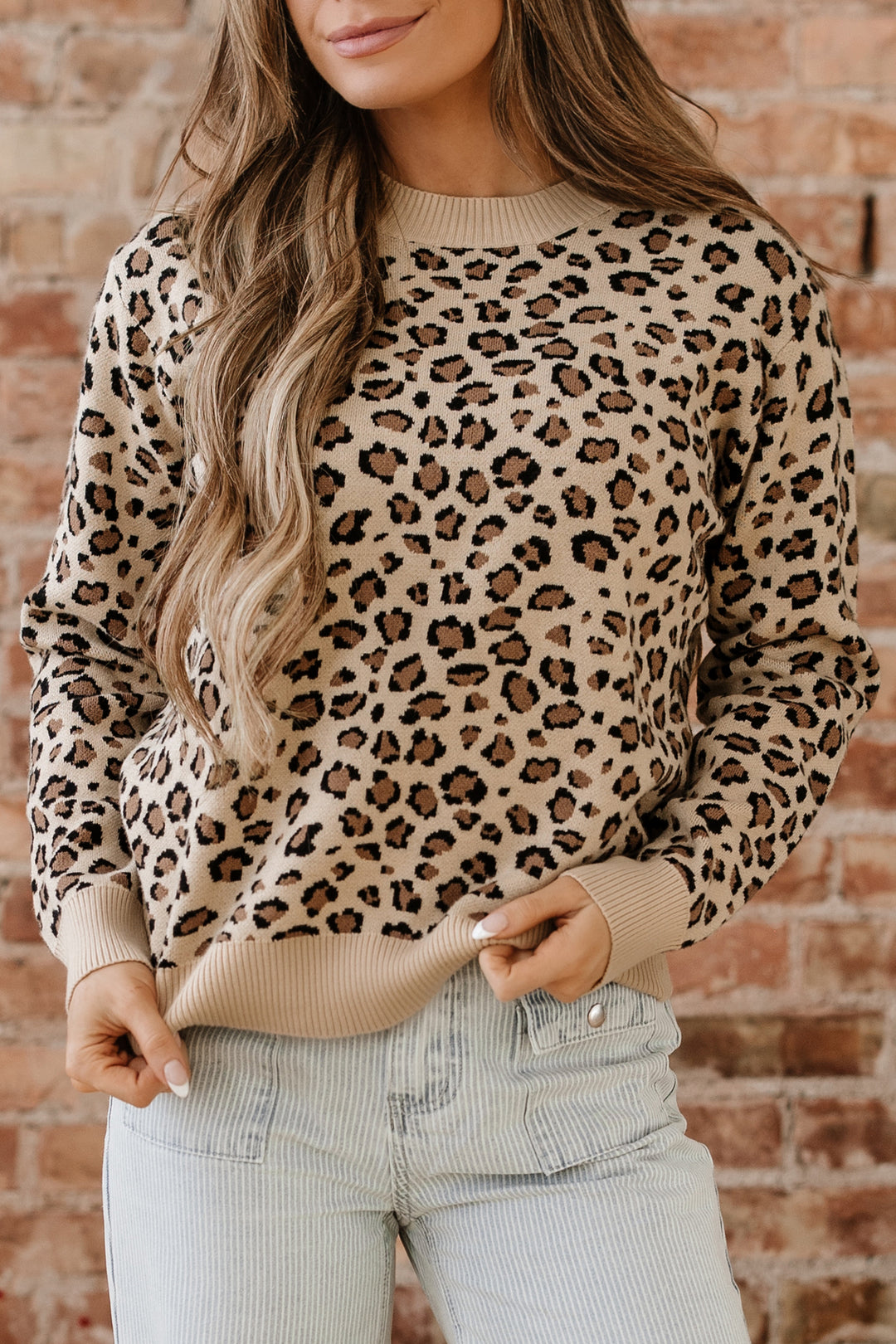 Leopard Print Dolman Sleeve Sweater