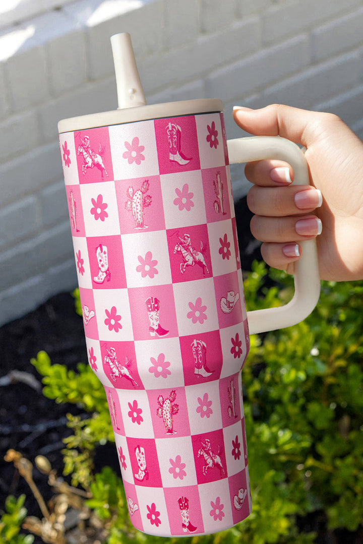 Isolierter Becher mit Western-Muster und Blumen-Karomuster, 40 oz