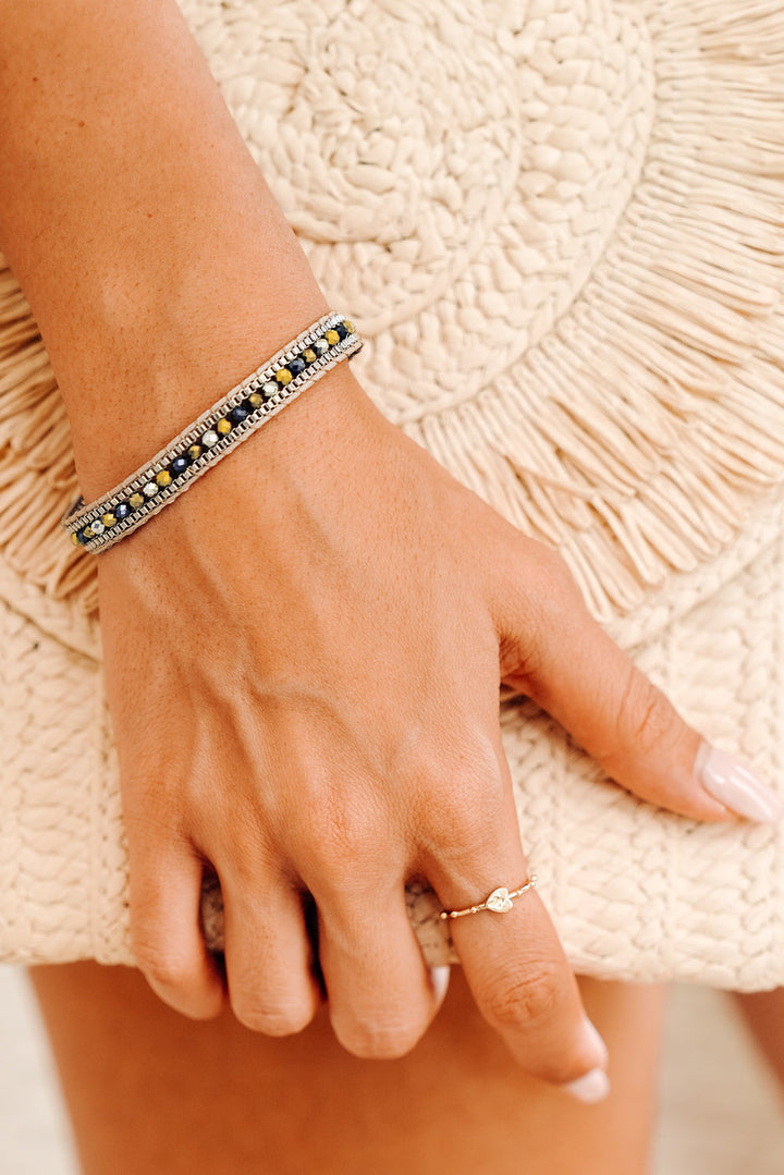 Bracelet réglable en perles de cristal avec cordon de serrage