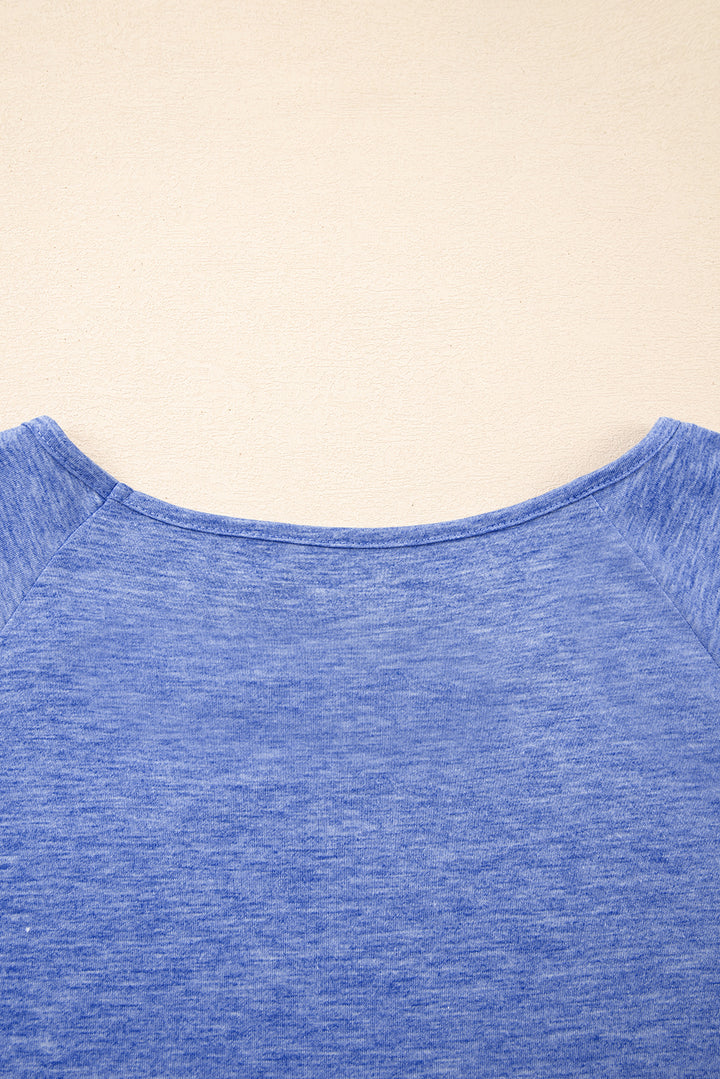 Dusk Blue Ruffled Short Sleeve Plus Size Casual Blouse