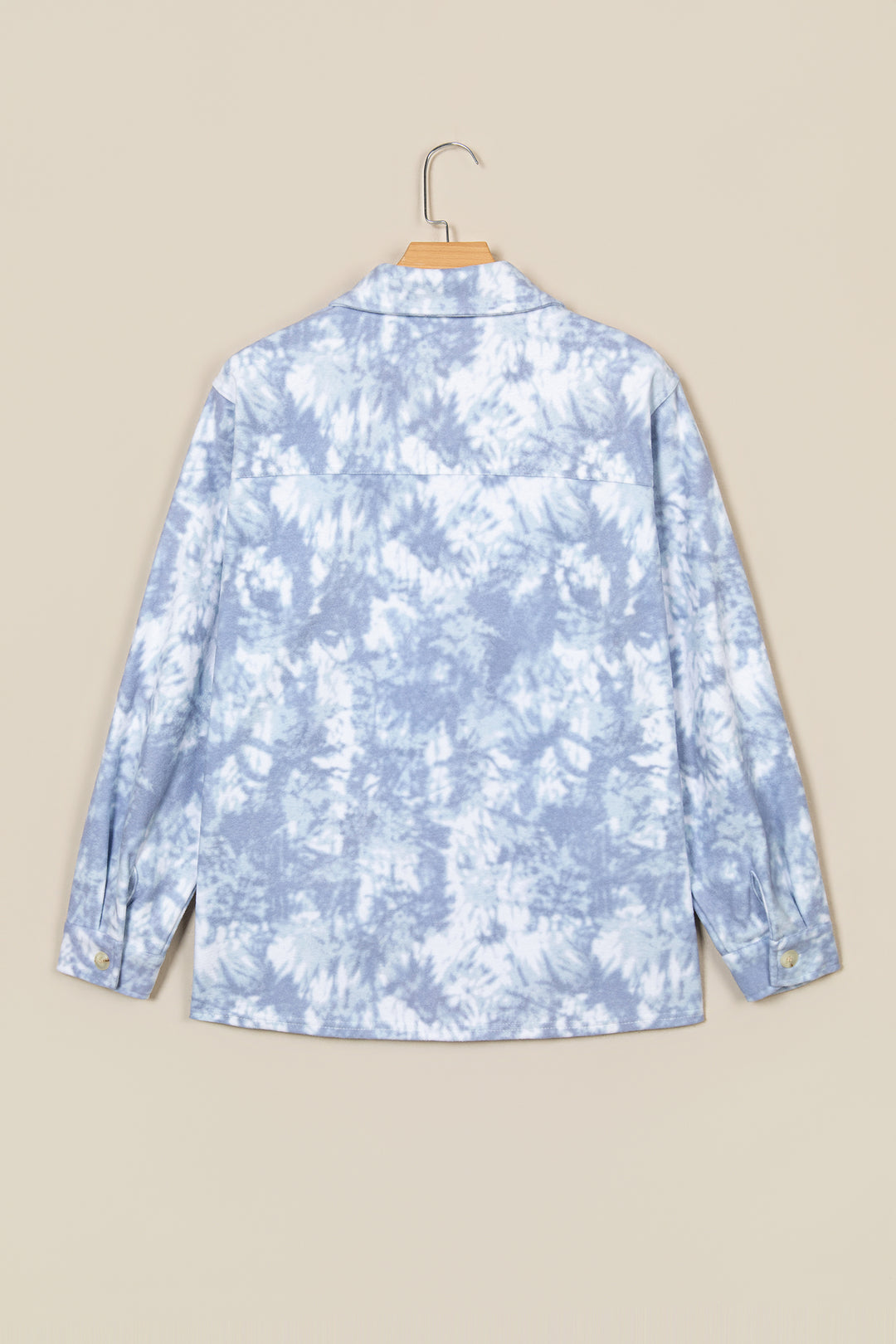 Gray Abstract Print Fuzzy Collar Long Sleeve Patch Pocket Tunic Jacket