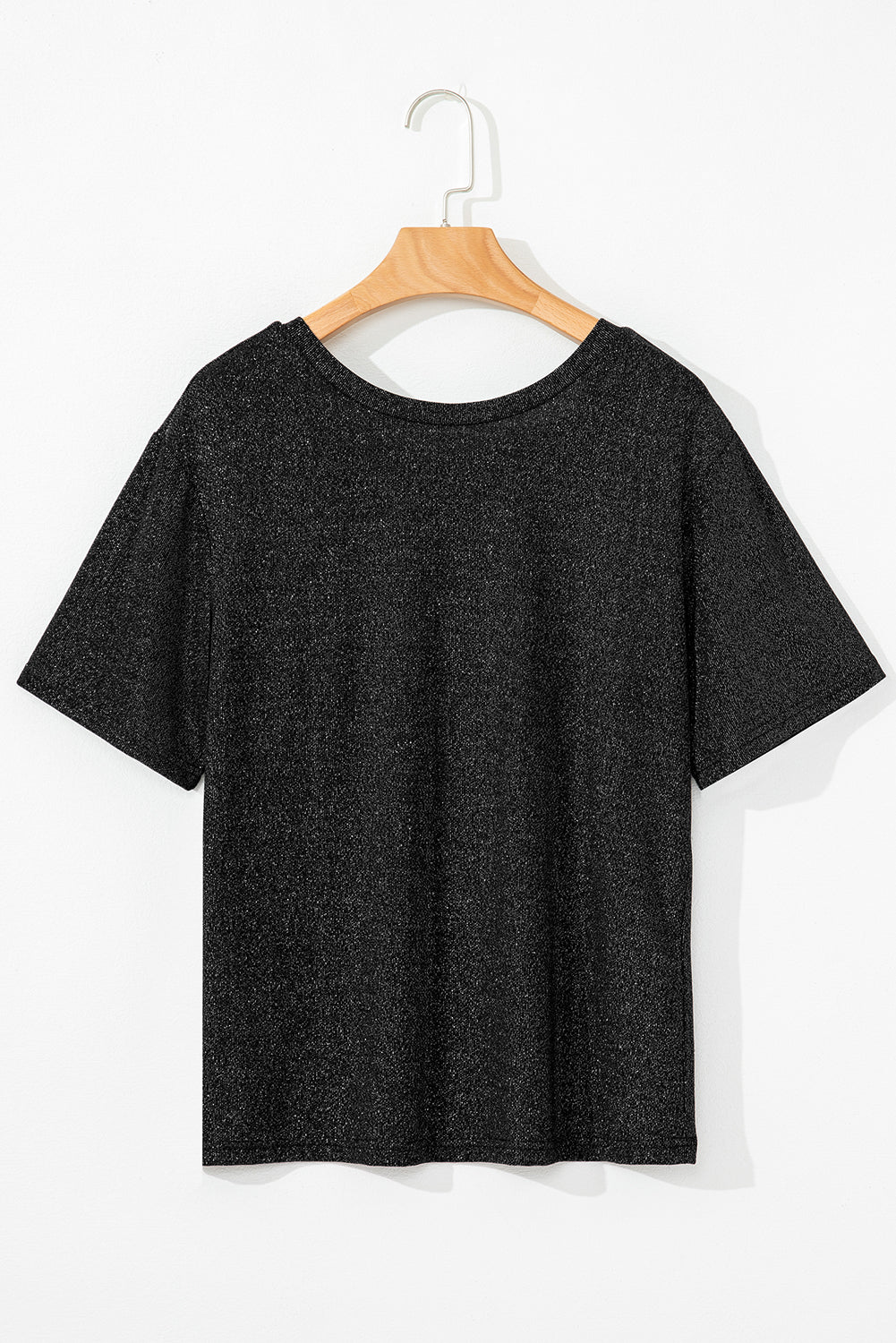 Bow Decor Glittery Short Sleeve Top