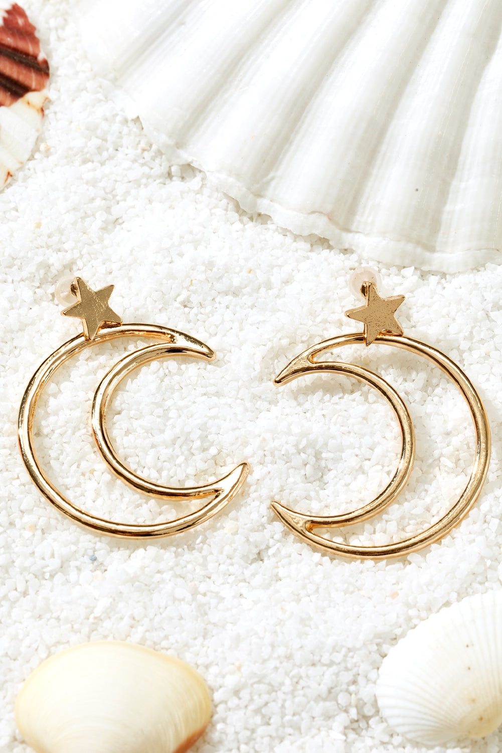 Boucles d'oreilles en alliage plaqué étoile et lune